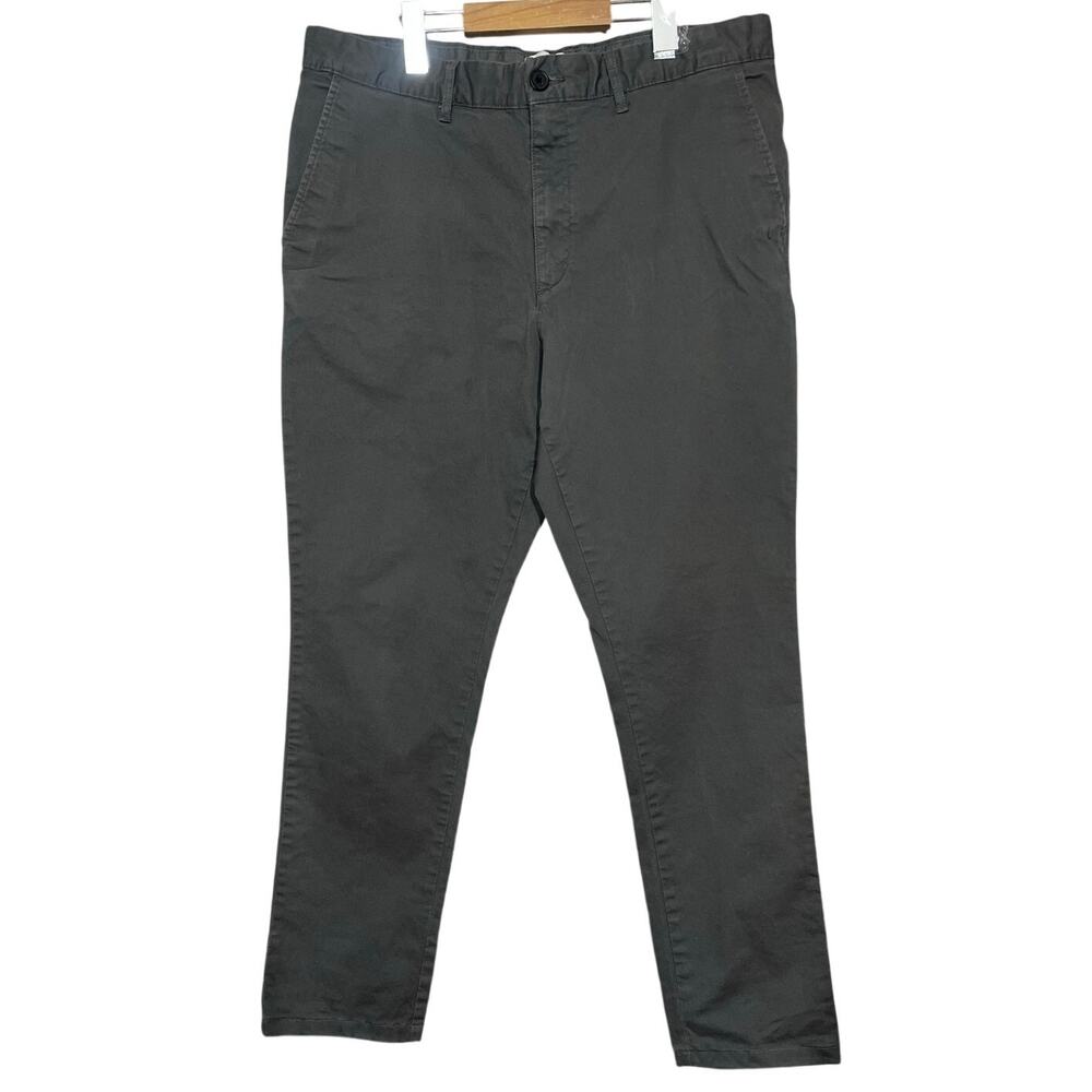 H&M Skinny Fit Coupe Moulante Chino Pants 36x28 Khaki Gray Cotton Stretch $49